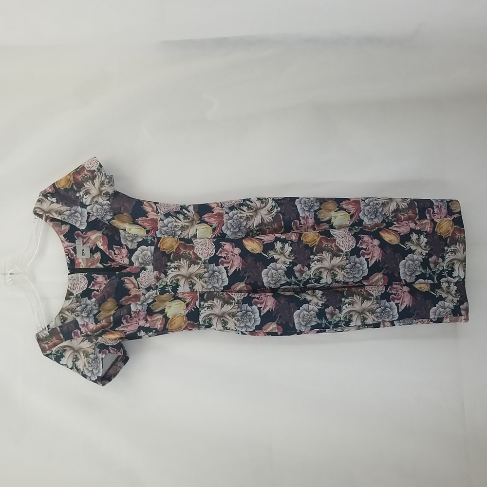 ASOS Black Floral Midi Wiggle Dress